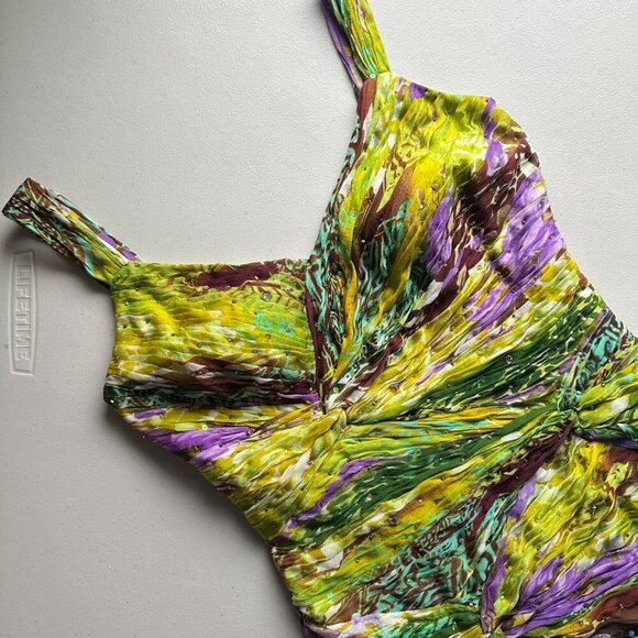 Y2K Sue Wong Pleated Silk Evening Gown Beaded Sequins Womens Sz 4 Formal Dress - Picture 3 of 9